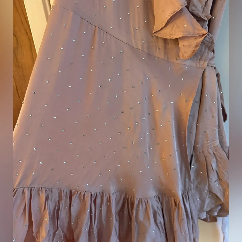 Selkie The Wrap Dress Pink in Sparkle Latte - Picture 8 of 10